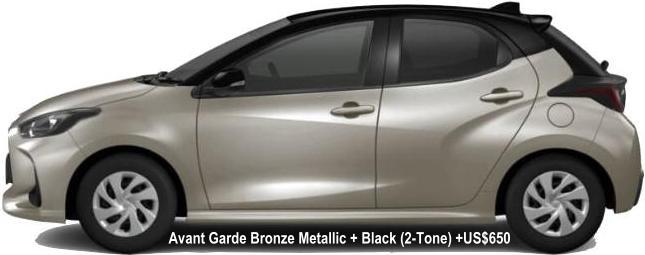 New Toyota Yaris body color: AVANT GARDE BRONZE METALLIC BODY  + BLACK ROOF (TWO TONE COLOR) +US$650