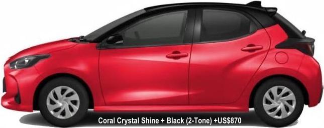 New Toyota Yaris body color: CORAL CRYSTAL SHINE BODY  + BLACK ROOF (TWO TONE COLOR) +US$870