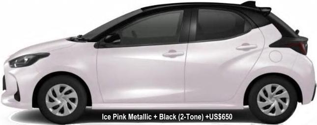 New Toyota Yaris body color: ICE PINK METALLIC BODY  + BLACK ROOF (TWO TONE COLOR) +US$650