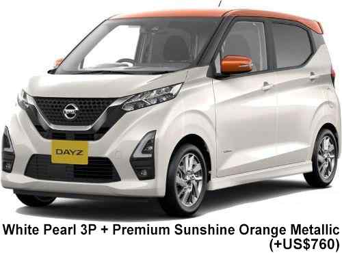 Nissan Days Highwaystar Color: White Pearl Premium Sunshine Orange Metallic