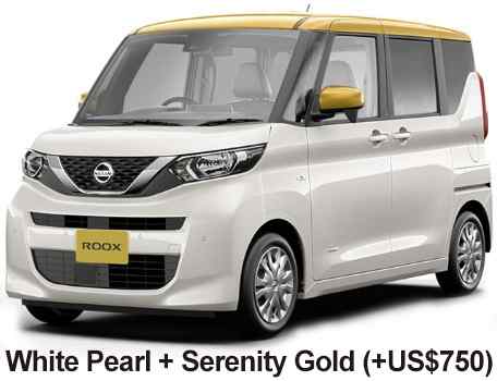 Nissan Dayz roox Color: White Pearl Serenity Gold