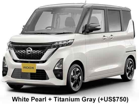 Nissan Dayz Roox Highway Star Color: White Pearl + Titanium Gray