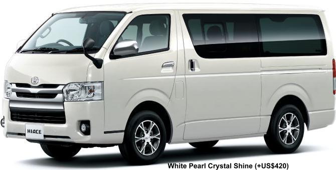 New Toyota Hiace body color: WHITE PEARL CRYSTAL SHINE (option color +US$420)